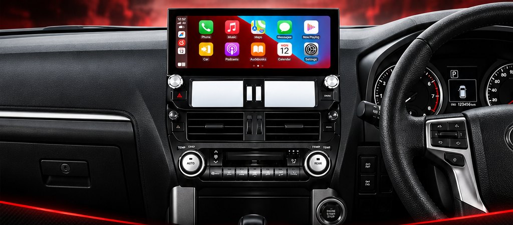 Digital dash and head unit fitted in a Prado 150